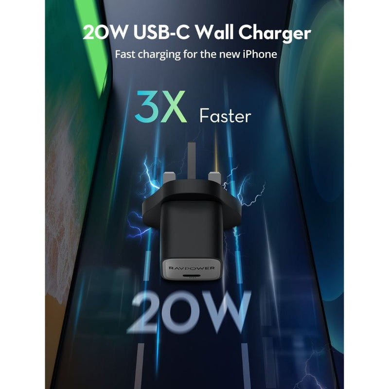 RAVPower 20W GaN Tech PD USB-C Wall Charger - PC1055