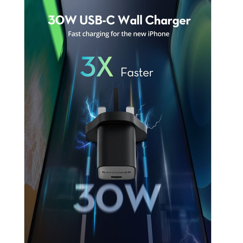 RAVPower 30W GaN Tech PD USB-C Wall Charger - PC1056