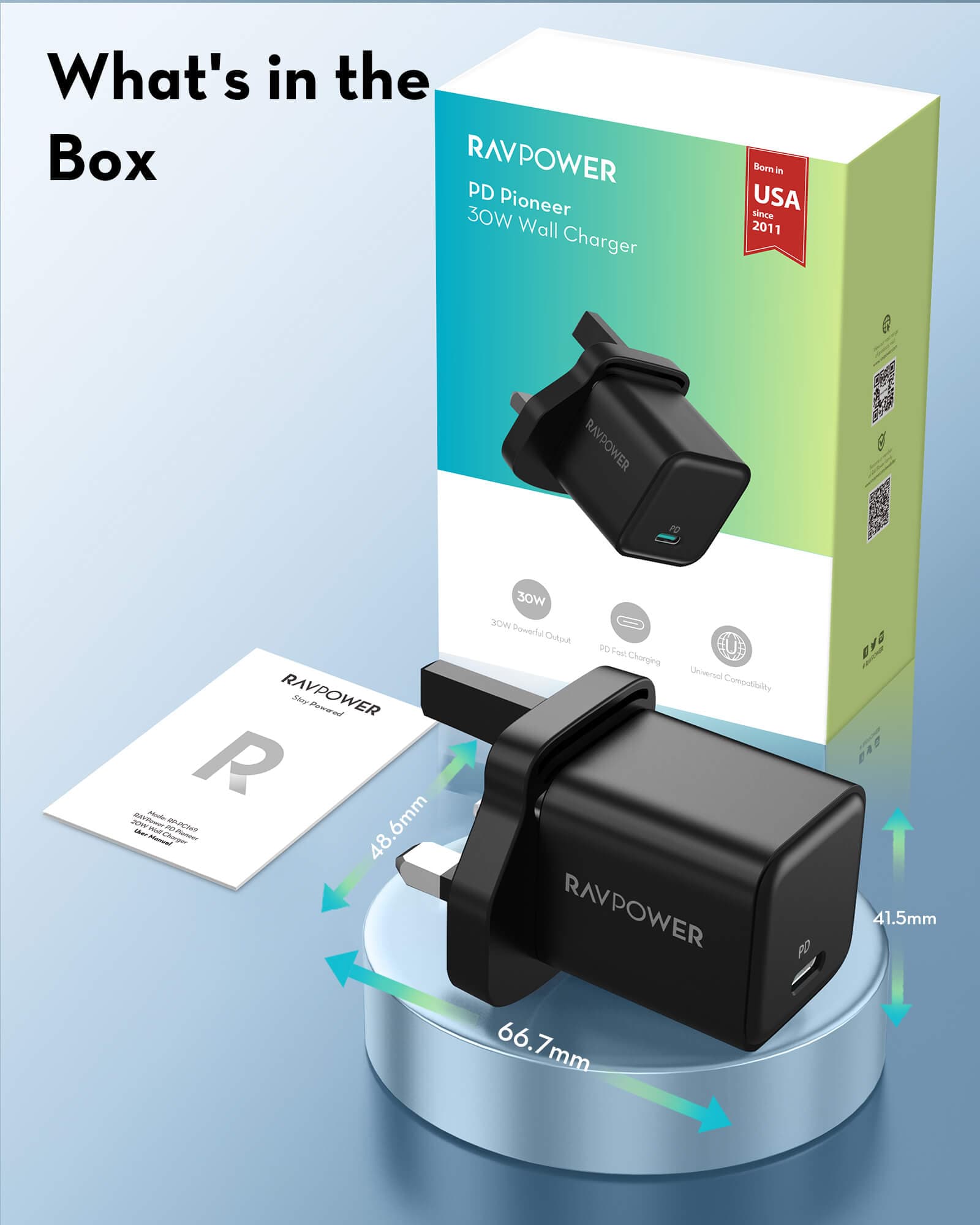 RAVPower 30W GaN Tech PD USB-C Wall Charger - PC169