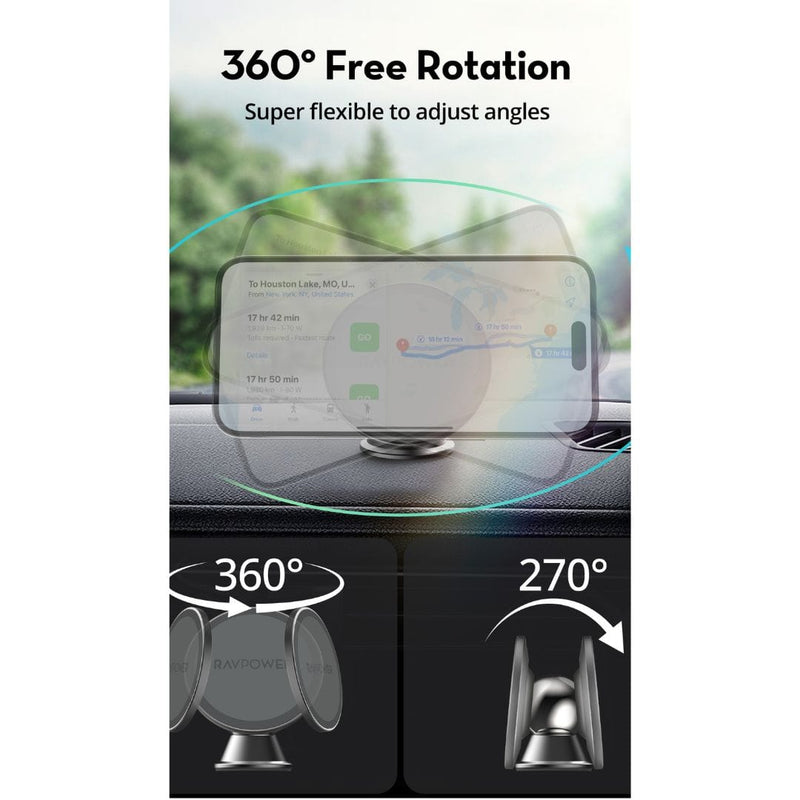 حامل الهاتف المغناطيسي للسيارة من راف باور يدور 360 درجة للوحة القيادة - SH1002