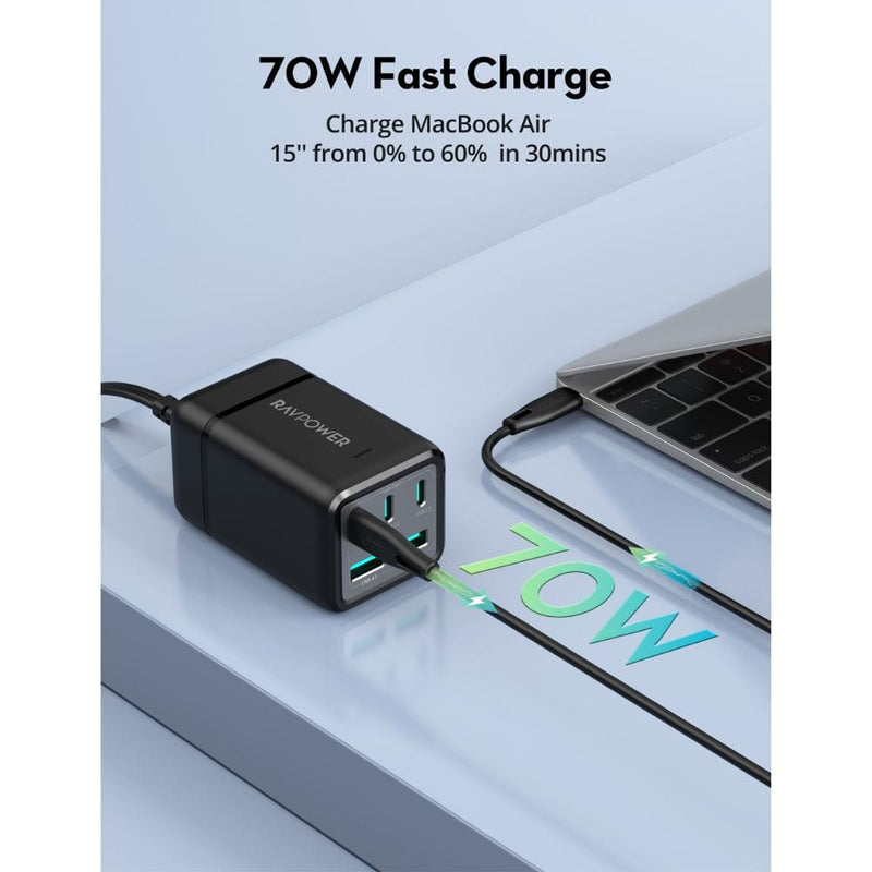 Ravpower Pb75 RAVPower 75W 5-Port GaN Tech USB-C Desktop Charger - PC1045