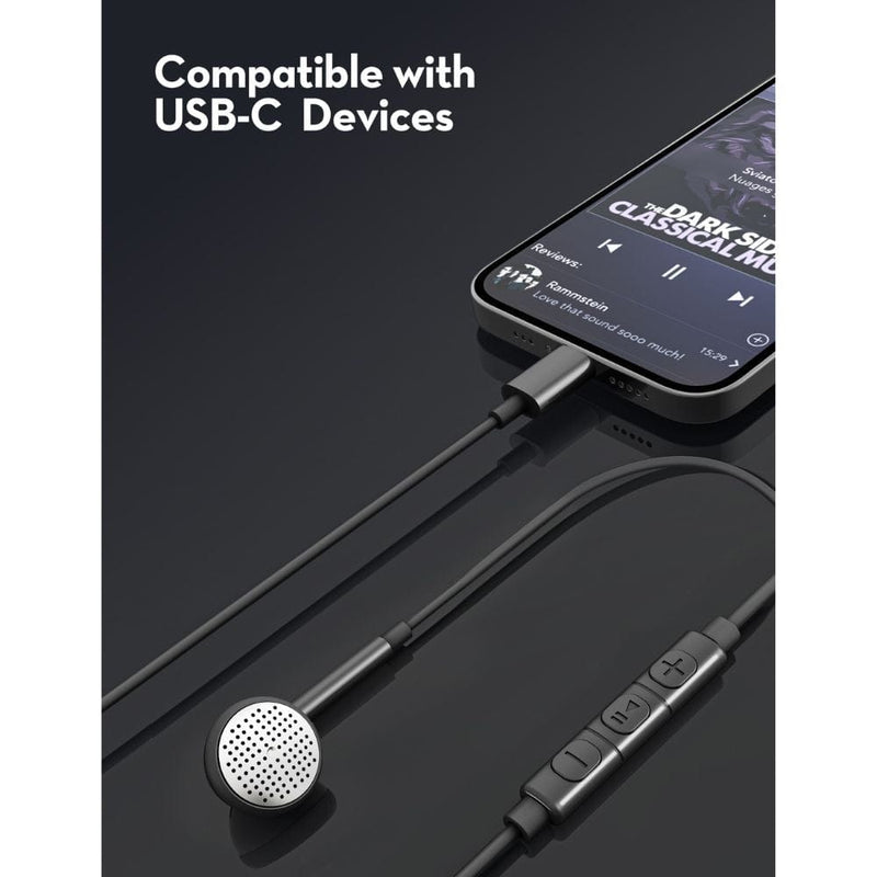 RAVPower Mono Earphone with USB-C Plug & In-Line Remote - EP1002