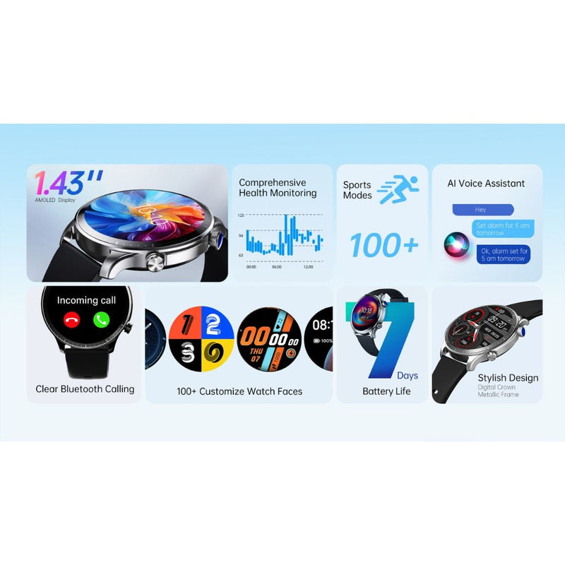 RIVERSONG Motive 9 Pro Calling Smart Watch, 1.43 Inch Amoled Display - SW901