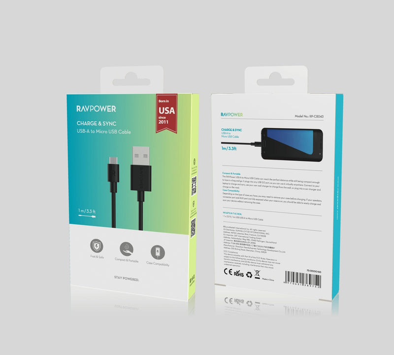 RAVPOWER 1M USB-A To Micro-B USB Cable - CB043