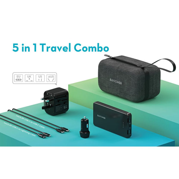 RAVPOWER 5-in-1 Travel Charging Combo - PB1231