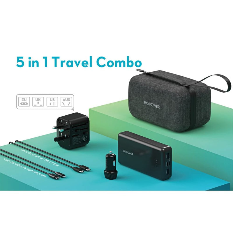 RAVPOWER 5-in-1 Travel Charging Combo - PB1232