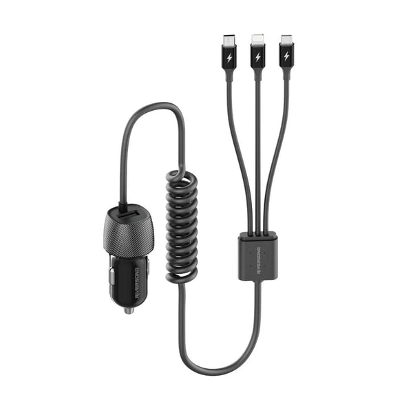 Riversong 17W Fast Car charger with Built-in 3-in-1 Charging Cable 1.8m - CC17C