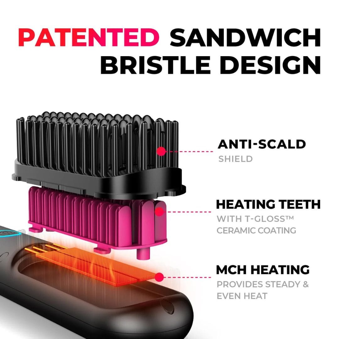 TYMO Porta Cordless Hair Straightener Brush - HC120