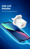 IQ TOUCH 30W Dual Port USB-C & A Wall Charger With GaN Tech - ICHARGE-30PD-QC