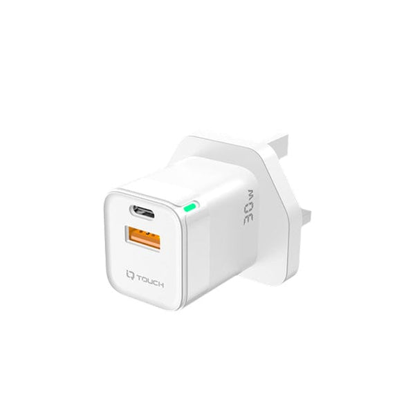 IQ TOUCH 30W Dual Port USB-C & A Wall Charger With GaN Tech - ICHARGE-30PD-QC
