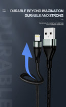 IQ TOUCH 1M Nylon Braided USB-A to Lightening Charging Cable - ICHARGE-IQ-L1